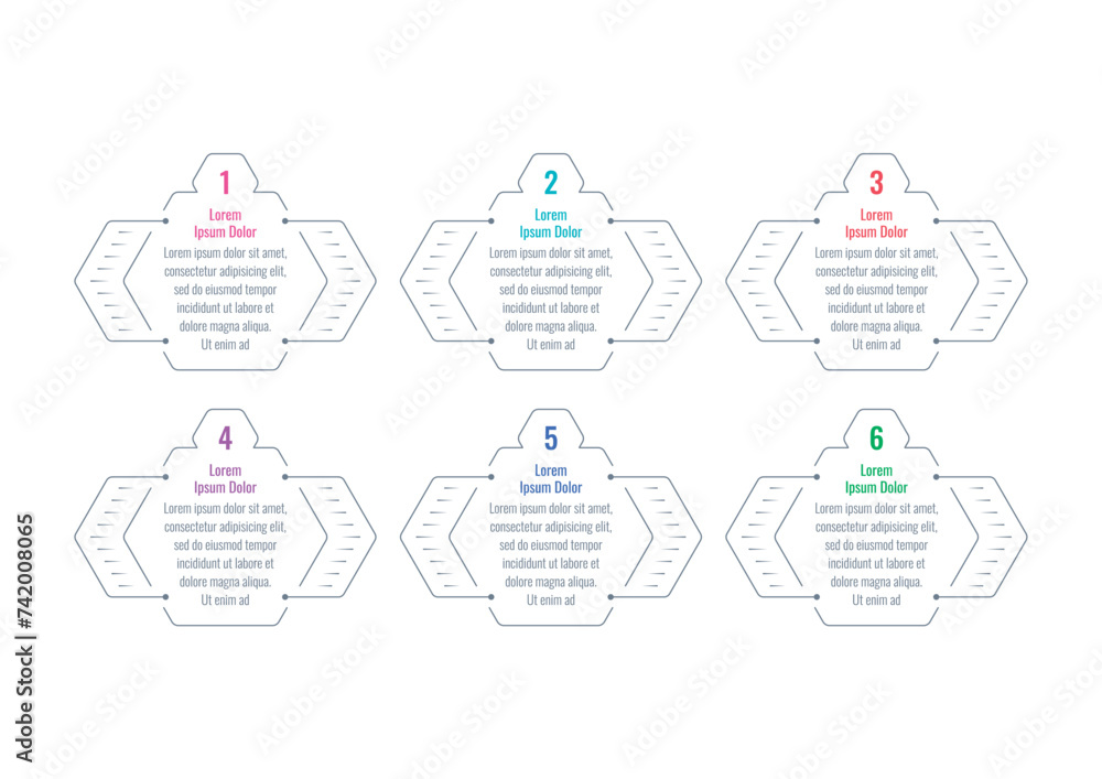 outline hexagons information template. six steps infographic template. Infographic template for technology, industry, science, business outline hexagons information template. six steps infographic template. Infographic template for technology, industry, science, business