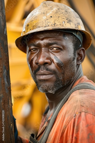 Portrait of a man is working on an oil rig © piai