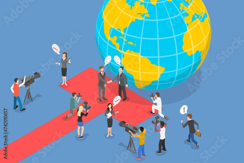 3D Isometric Flat Vector Illustration of Diplomacy and Politics, Demoracy and Government