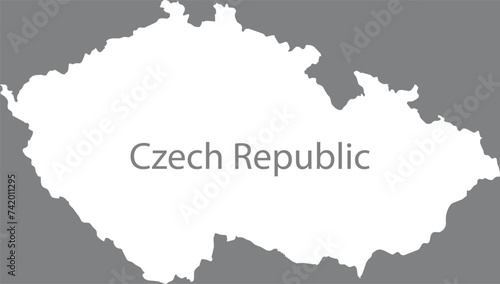 White map of Czech Republic with the inscription of the name of the country inside map on gray background