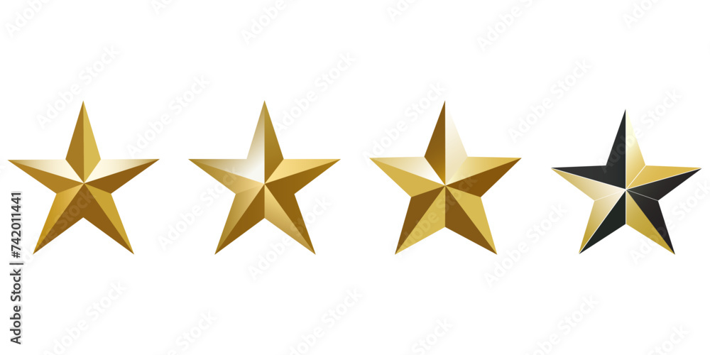 Golden Stars Set Isolated White Background With Gradient Mesh, Vector Illustration Golden Stars Set Isolated White Background With Gradient Mesh, Vector Illustration
