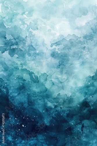 Underwater Effect Abstract Wallpaper: Translucent Layers of Watercolor in Ocean Blues and Greens with Shimmering Depth Particles