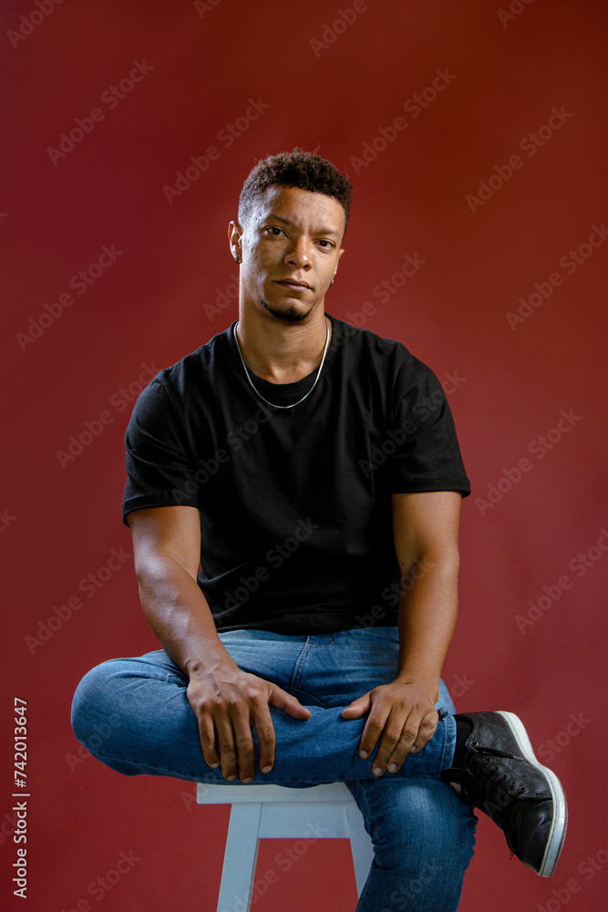 Portrait young African man looking serious