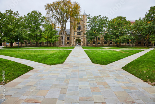 Wall Mural Historic University Building with Autumnal Trees and Pathways
