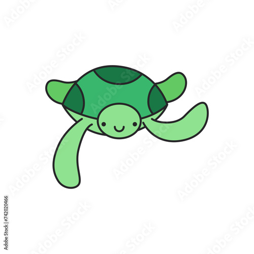 Cute turtle icon. Cartoon illustration of cute turtle vector icon for web design
