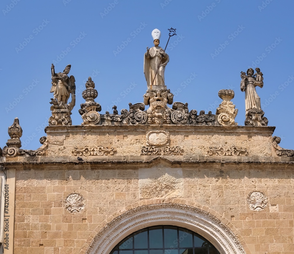 Obraz premium The Sedile is a building in Nardò,Apulia, Italy. It was built in the 15th century and was used as the seat of the city government.The building is located in Piazza Salandra, the main square of Nardò