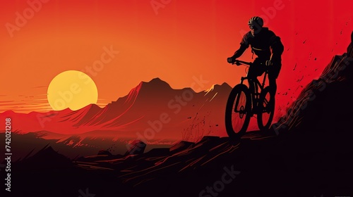 Mountain biker riding in mountain landscape © Ирина Рычко