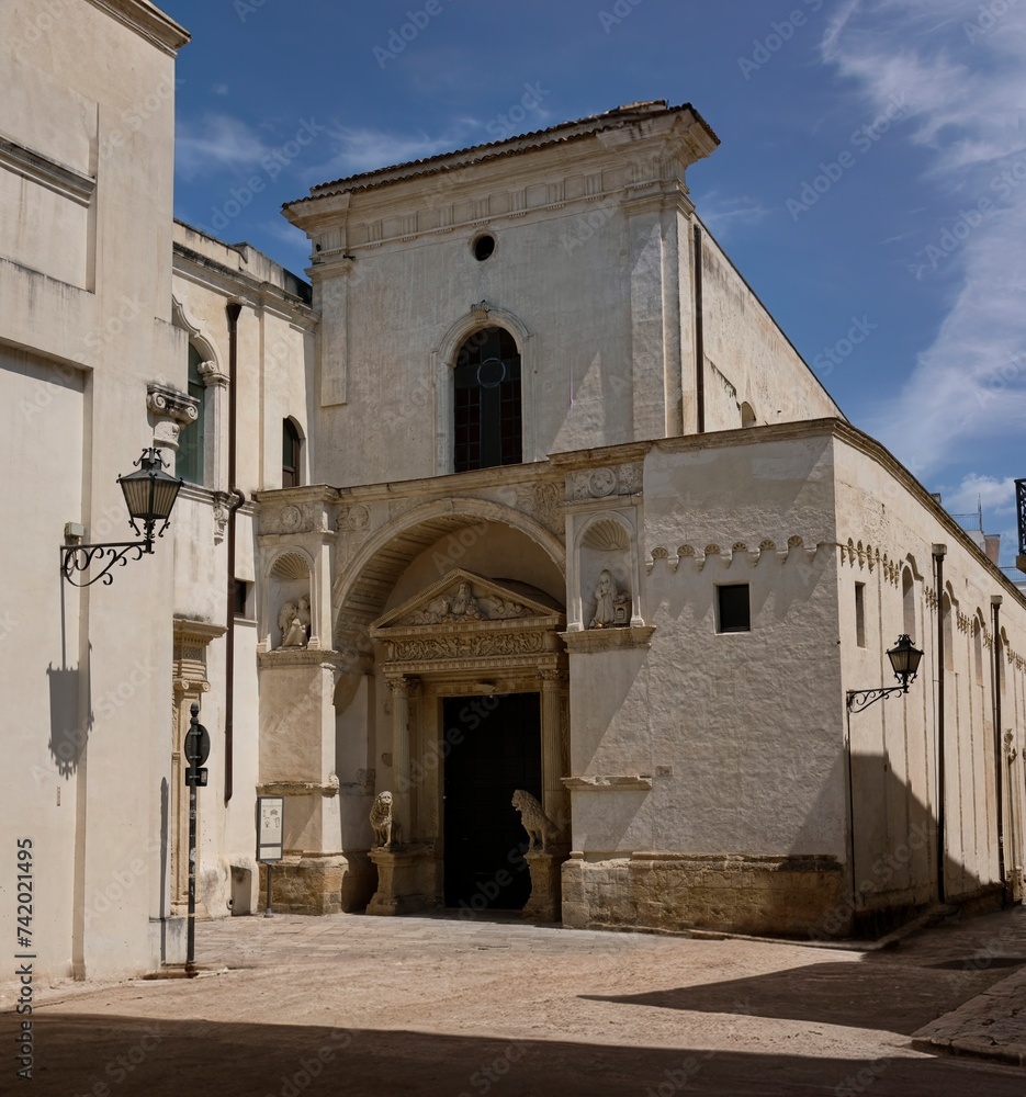 The beautiful church of Carmine dating back to the mid-1400s, in Romanesque-Baroque style, is one of the largest monastic complexes in the city of Nardò In Puglia (Italy)