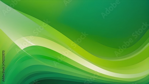 Abstract gradient green background with waves for template, background, banner, postcard, presentation