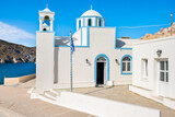 White church h in Firopotamos village, Milos island, Cyclades, Greece