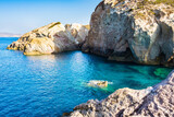 Beautiful sea coast in Firopotamos village, Milos island, Cyclades, Greece