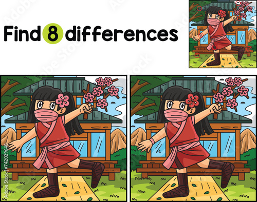 Ninja Kunoichi Sakura Branch Find The Differences