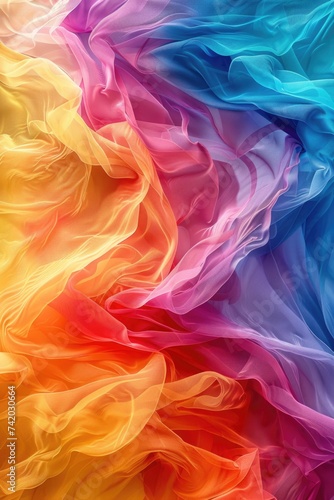 Lively Color Cascade: Abstract Watercolor Ribbons Resembling a Rainbow Waterfall for Desktop Art