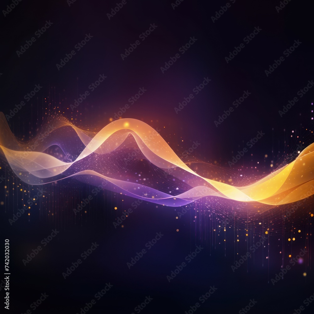 Abstract Waving Yellow and lilac Particle Technology Background Design