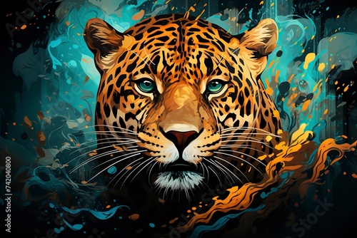 3D cartoon illustration, a beautiful jacksonville jaguar in teal and gold