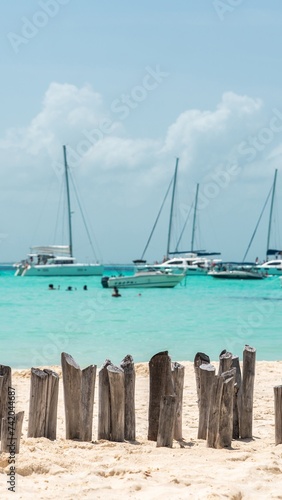 Beautiful Caribbean beach Playa Norte or North beach on the Isla Mujeres near Cancun, Mexico