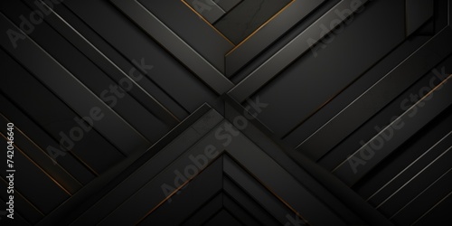 Dark Black grunge stripes abstract banner design. Geometric tech background. Vector illustration photo