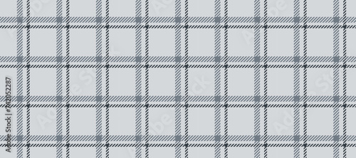 Seamless grey windowpane pattern. Checkered tartan plaid repeating background. Tattersall flannel texture print for textile or fabric. Gray check wallpaper. Vector vichy or gingham backdrop