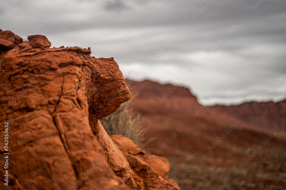 Gorgeous Rock Formation Orange Red Rocks Ivins Utah St. George Winter