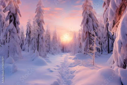 Serene Dusk: A Tranquil Winter Wonderland Under the Twilight Sky © Lottie