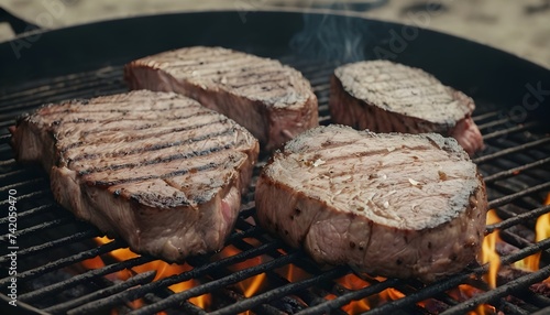 A delicious steak, meat in grill