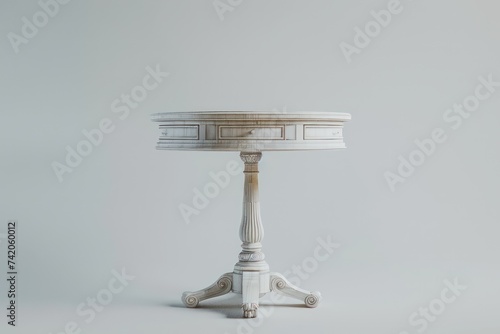 french century console table with pedestal and drawer   white background  wood  elegantly formal