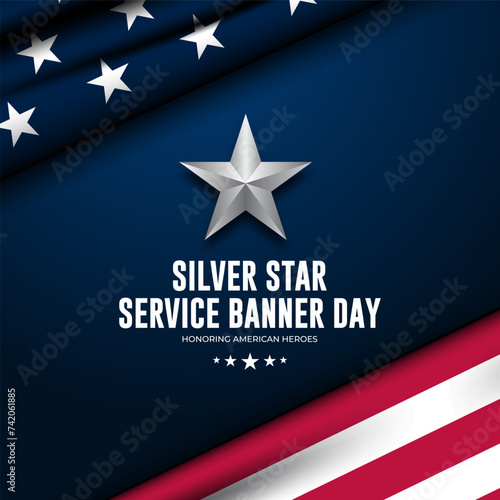 Happy National Silver Star Service Banner Day Background Vector Illustration
