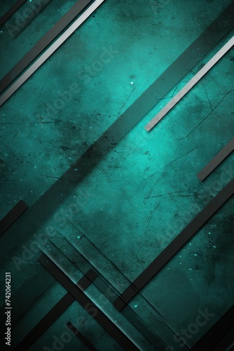 Dark Turquoise grunge stripes abstract banner design. Geometric tech background. Vector