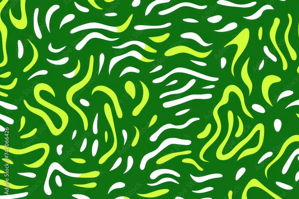 Green fun line doodle seamless pattern