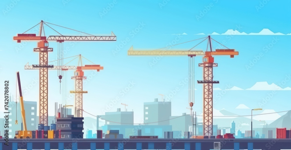 construction with a cranes