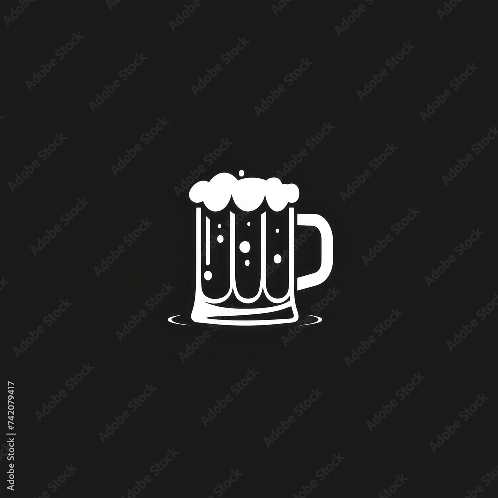 flat black and white vector logo of a sleek beer mug flat black and white vector logo of a sleek beer mug