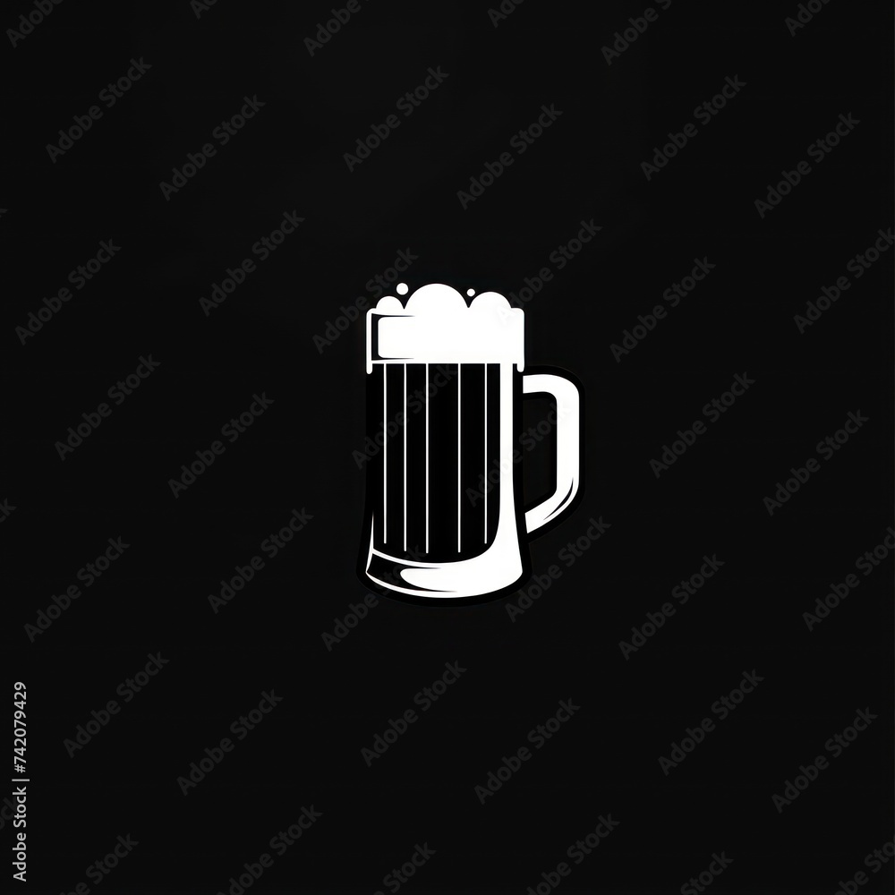 flat black and white vector logo of a sleek beer mug flat black and white vector logo of a sleek beer mug