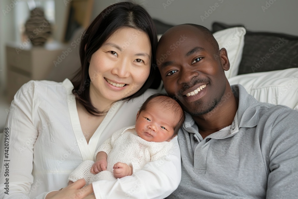lovely family enjoying the day at home with their newborn baby lovely family enjoying the day at home with their newborn baby