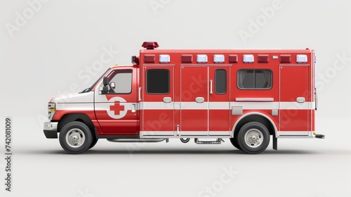 realistic photo of ambulance  white background