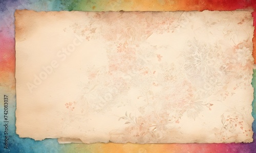 A brown rectangle paper product is resting on a colorful background, showcasing tints and shades. The squareshaped chemical compound adds a vintage touch to the scene photo