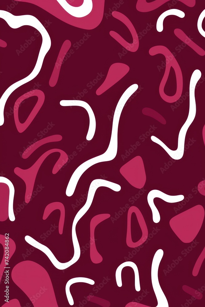 Maroon fun line doodle seamless pattern