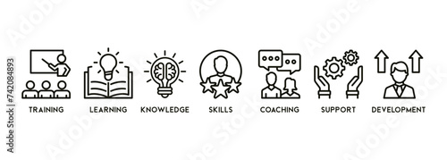 Capacity building banner web icon vector illustration concept with an icon of training, learning, knowledge, skills,coaching, support, and development