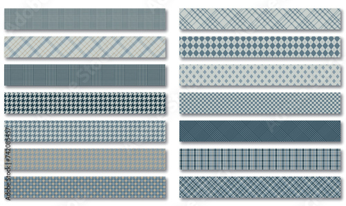 色々なチェック柄のセットのイラスト