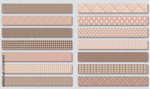 色々なチェック柄のセットのイラスト