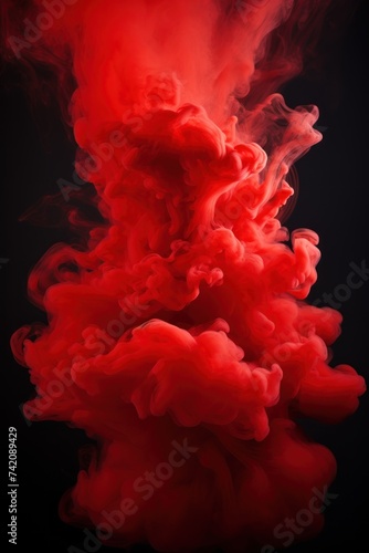 Red smoke exploding outwards with empty center