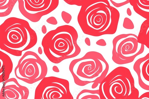 Rose fun line doodle seamless pattern