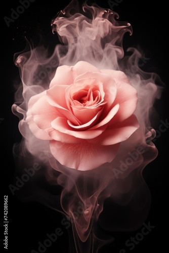 Rose smoke exploding outwards with empty center
