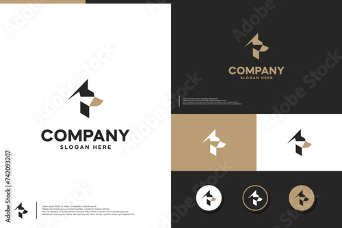 dog strong , head , modern style ,logo design inspiration.