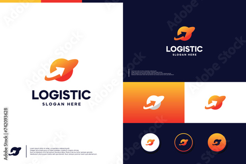 fast logistic logo , flight, cargo , logo design inspiration.