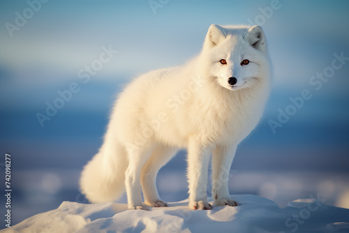 White Arctic Fox in Snowy Landscape © Dmitry Rukhlenko
