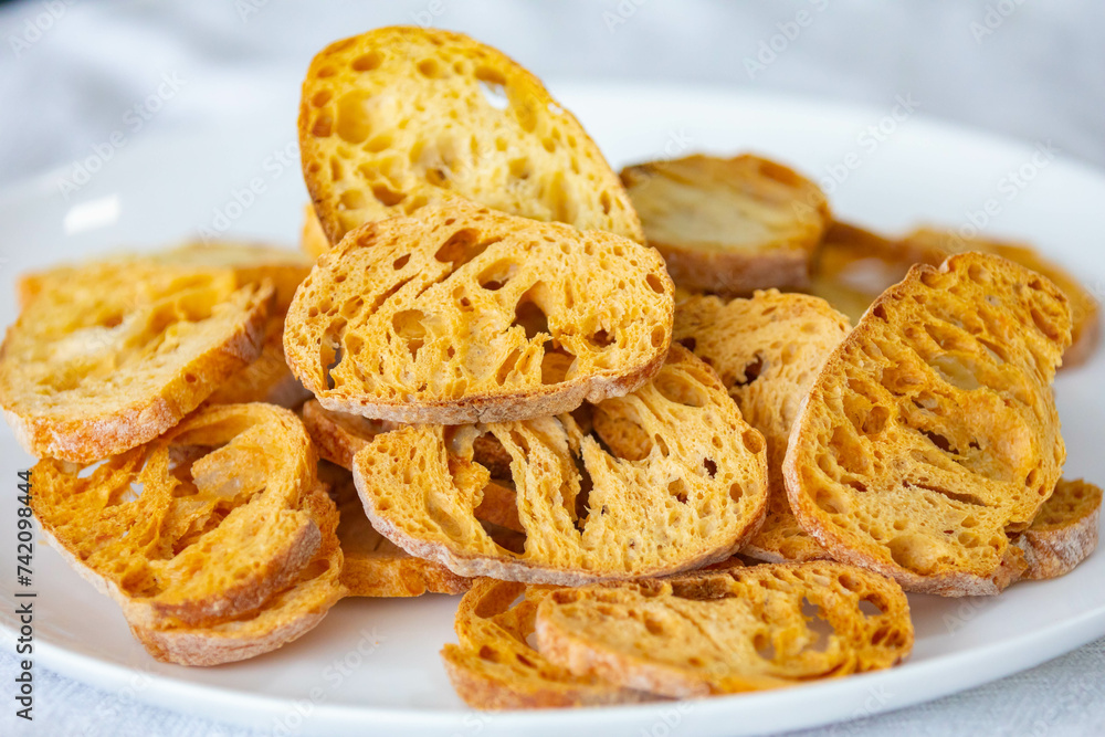 Sliced toasted bread in selective focus Sliced toasted bread in selective focus