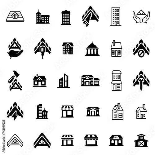 Roof icons set.