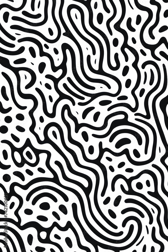 White fun line doodle seamless pattern
