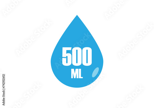 500 ml. Vector volume of 500 milliliters. Liquid drop design isolated on white background