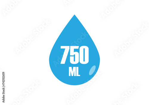 750 ml. Vector volume of 750 milliliters. Liquid drop design isolated on white background